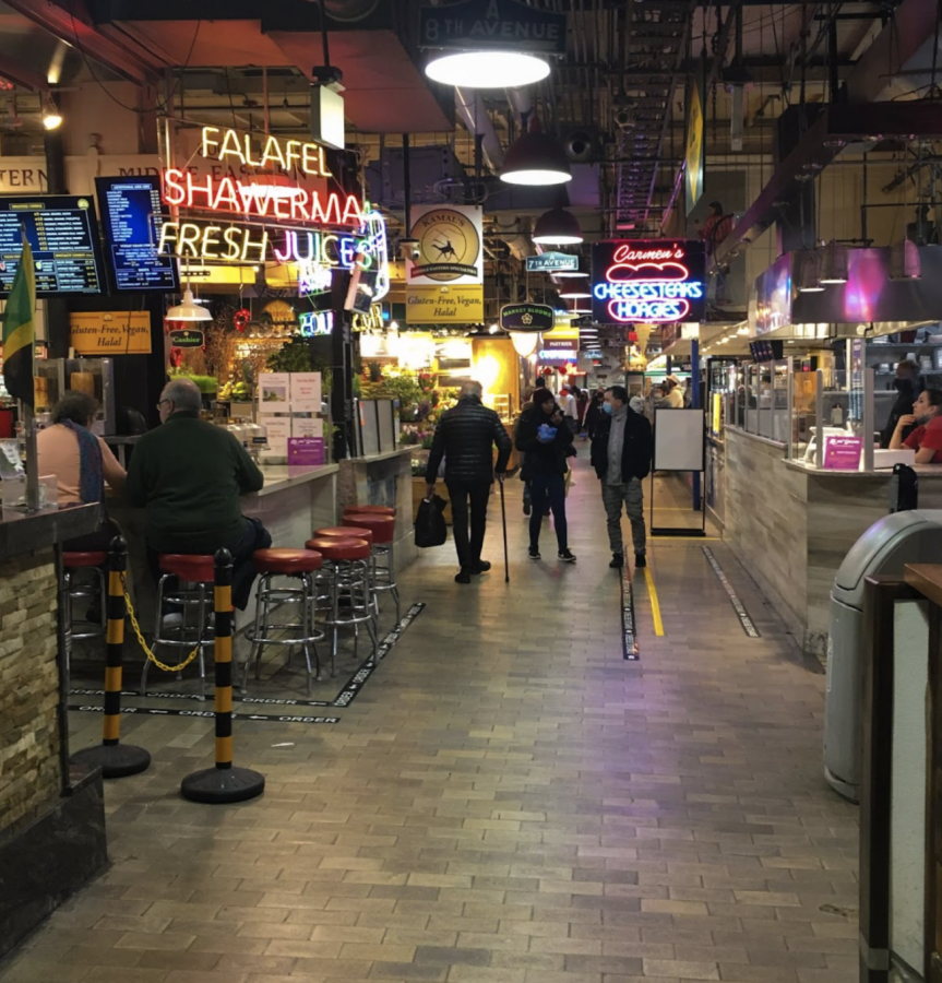 Reading Terminal Market prepares for the coming lunch rush. While too far away to eat at in a normal lunch period, students enjoy the food here when they have the time.