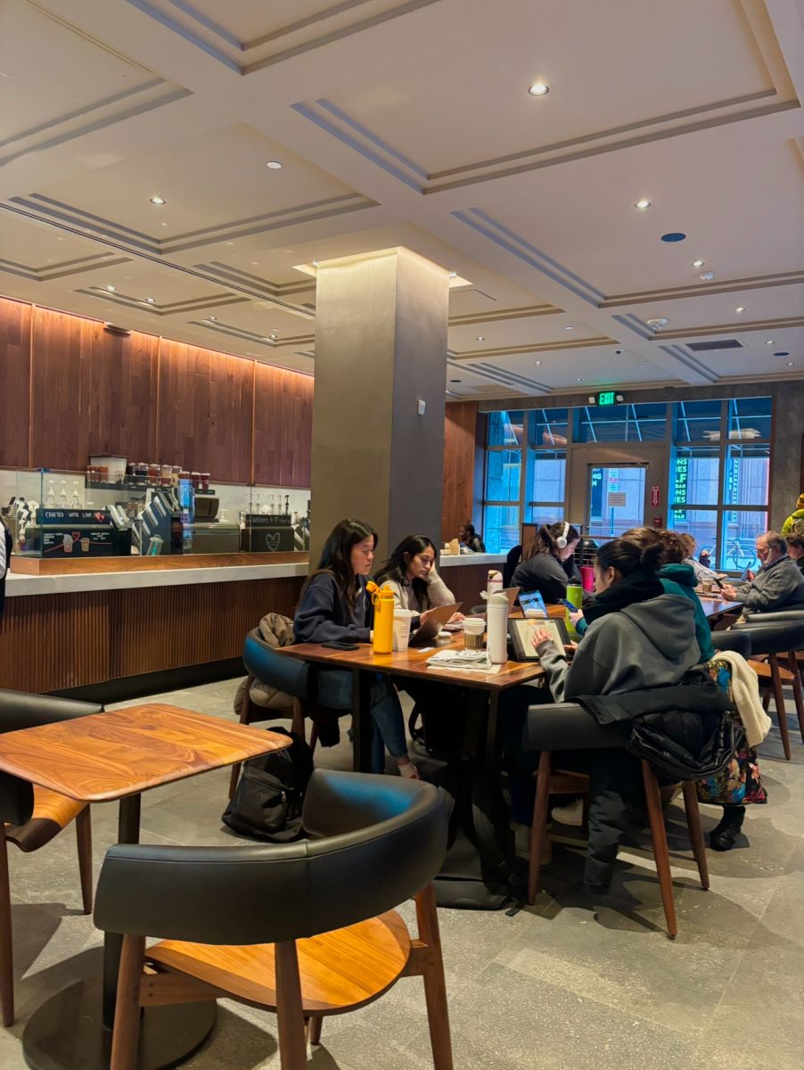 People working at Starbucks in Center City, Philadelphia