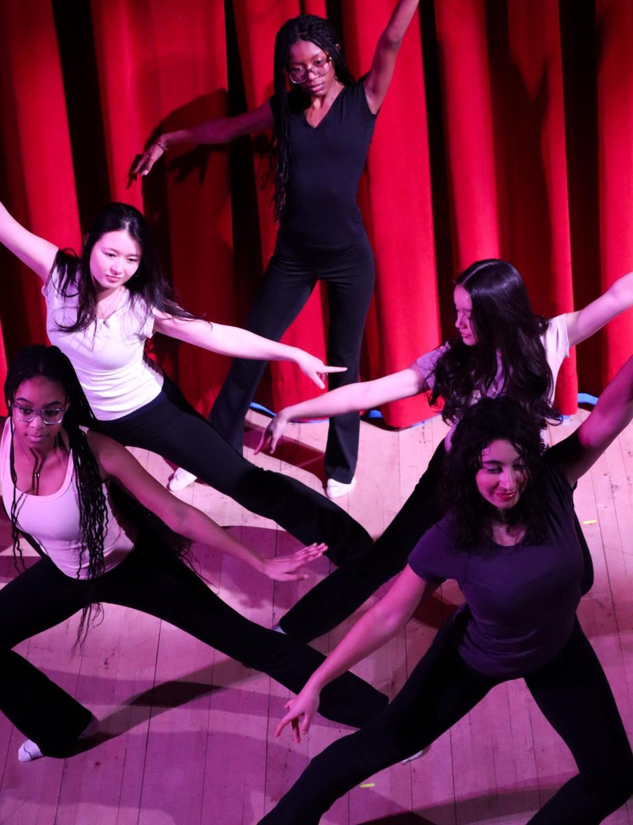 Jyena Wallace ‘28, Chloe Kozuch ‘28, Sonia Lim ‘28, Mei Perelman ‘28, and AJ Graves ‘28 dancing to “Gimme More” by Brittany Spears